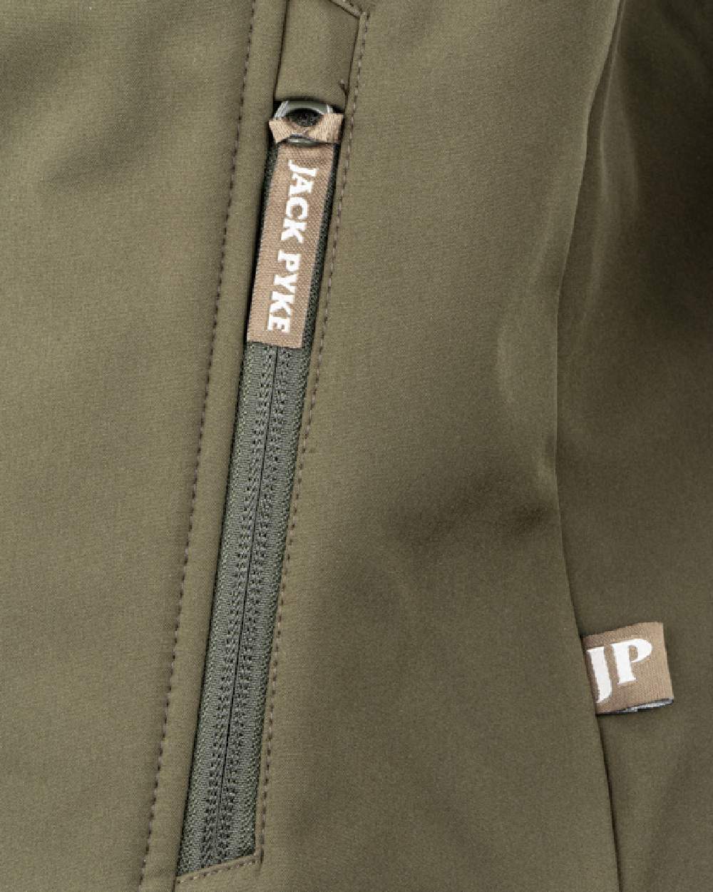 Green coloured Jack Pyke County Softshell Jacket on white background