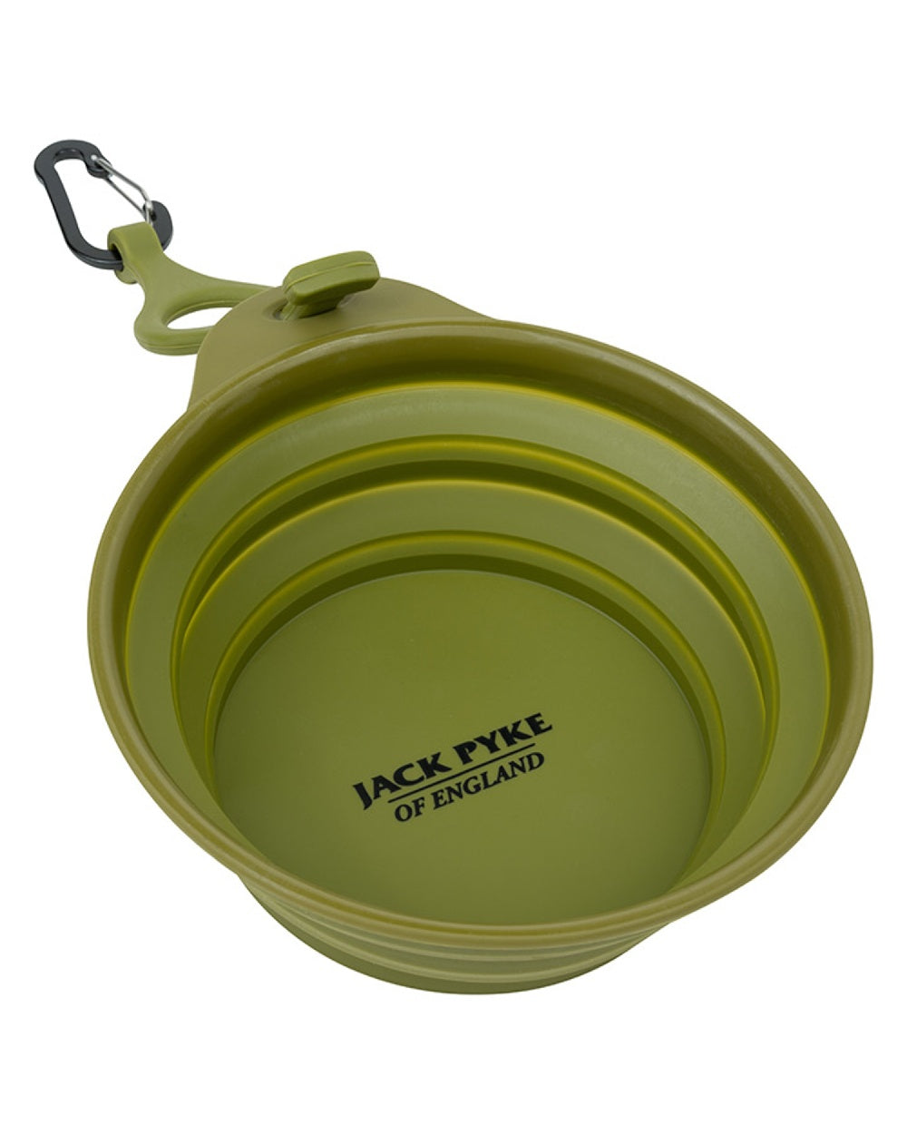 Green coloured Jack Pyke Deluxe Folding Dog Bowl on white background