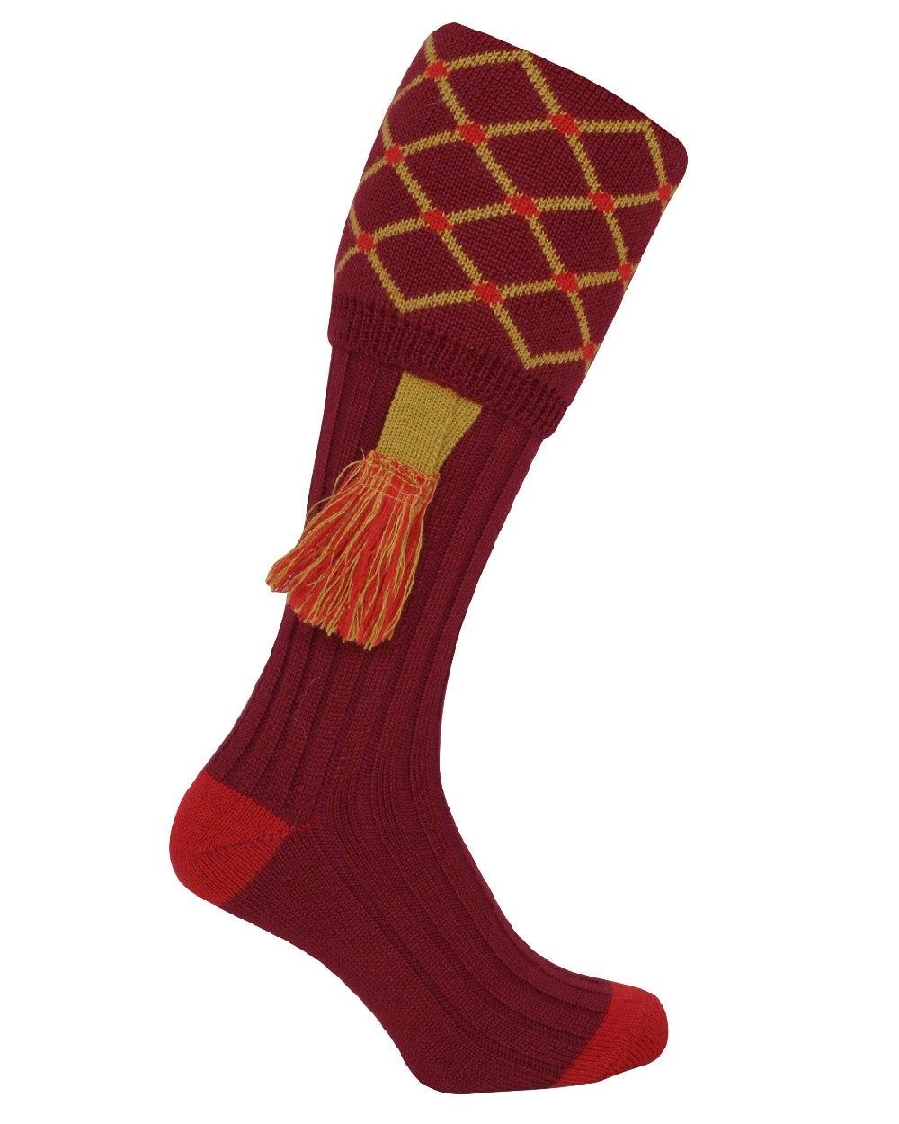 Burgundy coloured Jack Pyke Diamond Socks on white background