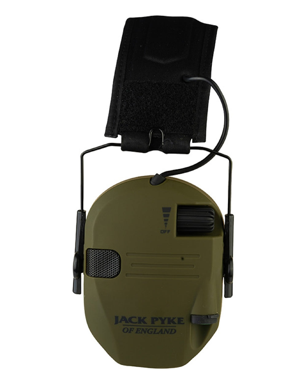 Green coloured Jack Pyke Electronic Ear Defenders on white background