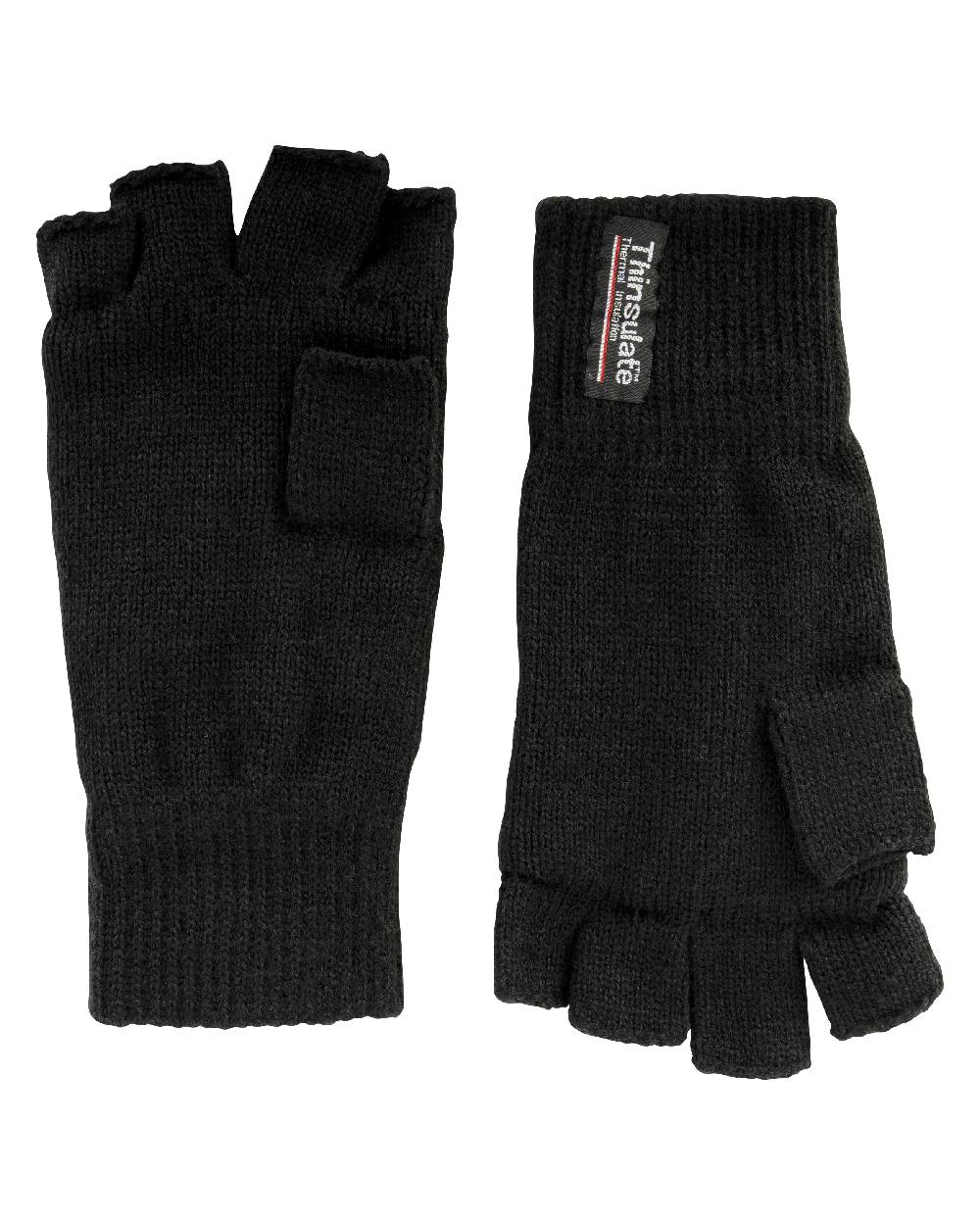 Black coloured Jack Pyke Fingerless Mitts on white background