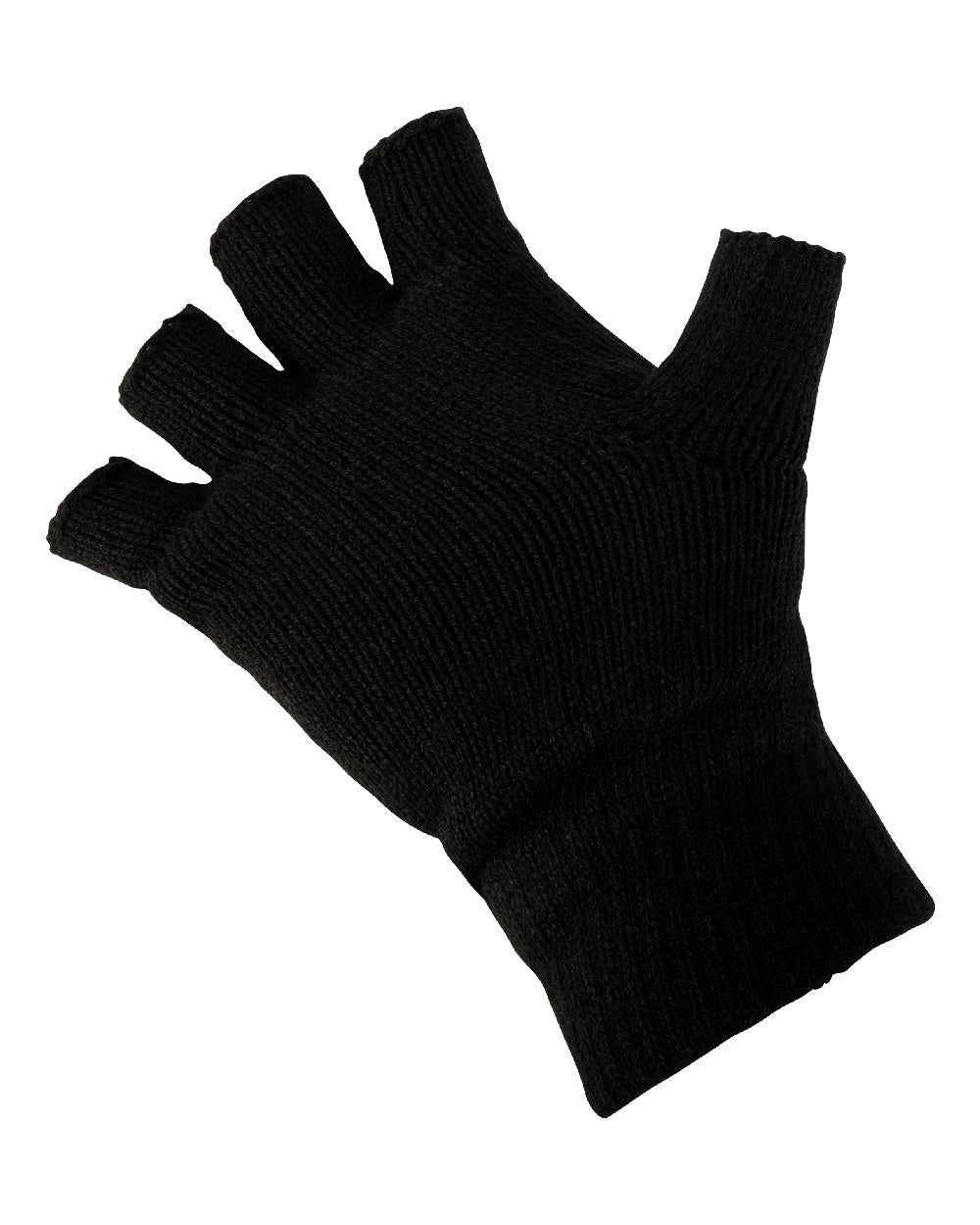 Black coloured Jack Pyke Fingerless Mitts on white background