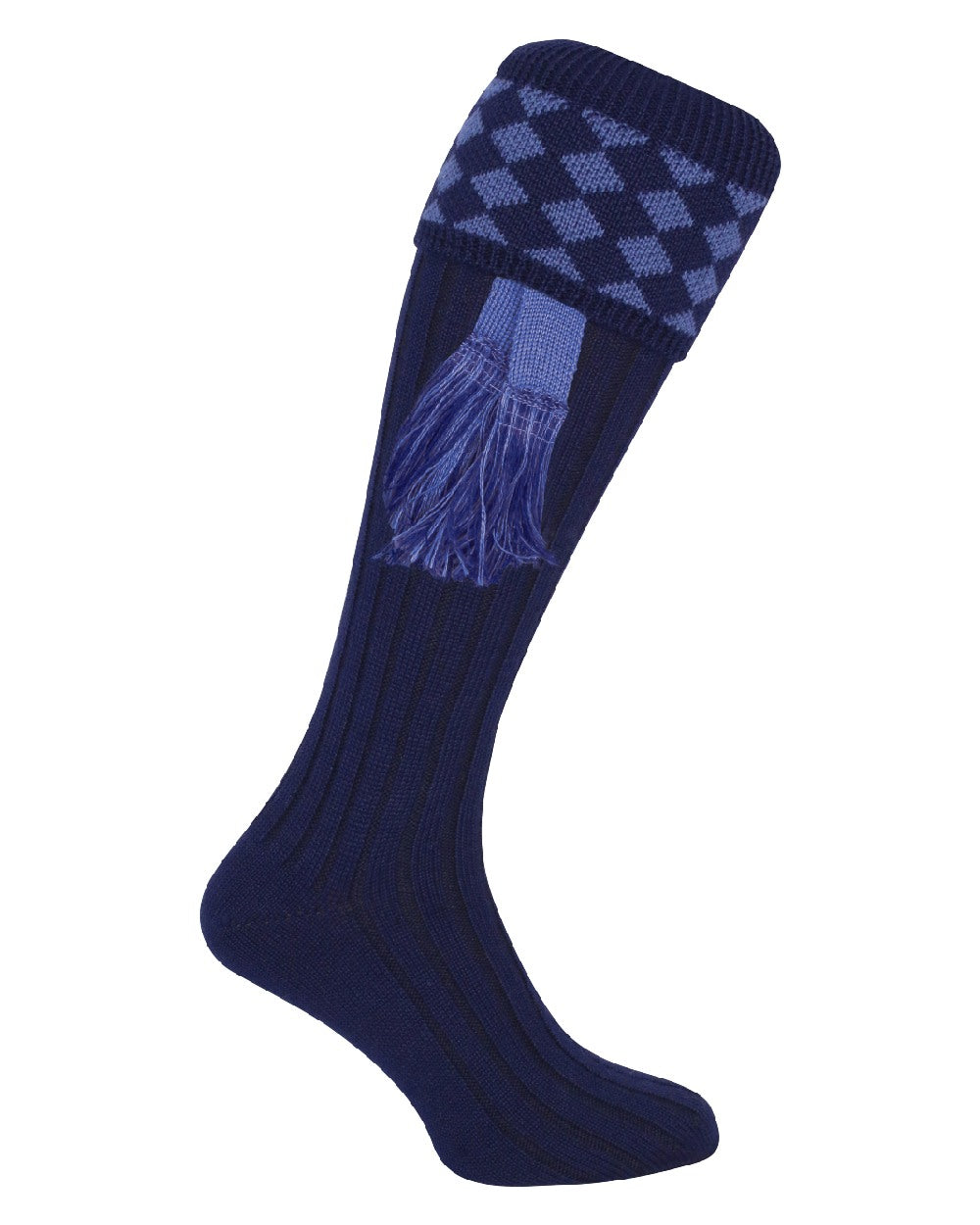 Navy coloured Jack Pyke Harlequin Socks on white background