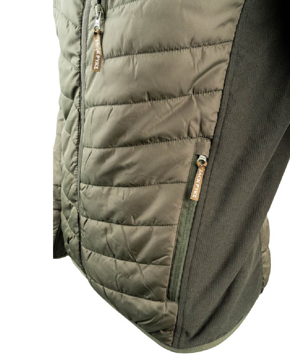 Green coloured Jack Pyke Hybrid Jacket on white background