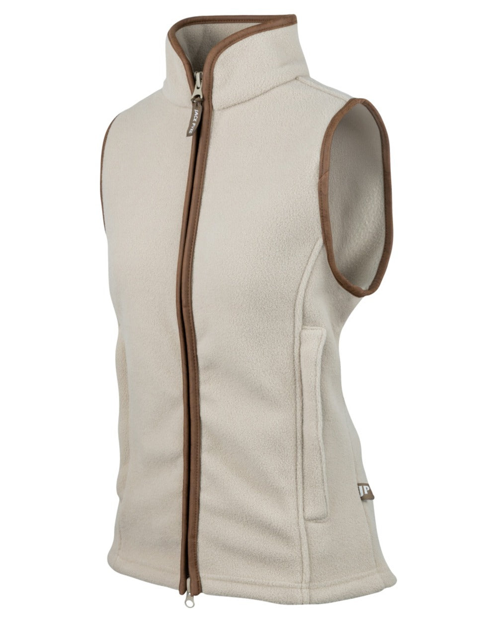 Mushroom coloured Jack Pyke Ladies Countryman Fleece Gilet on white background