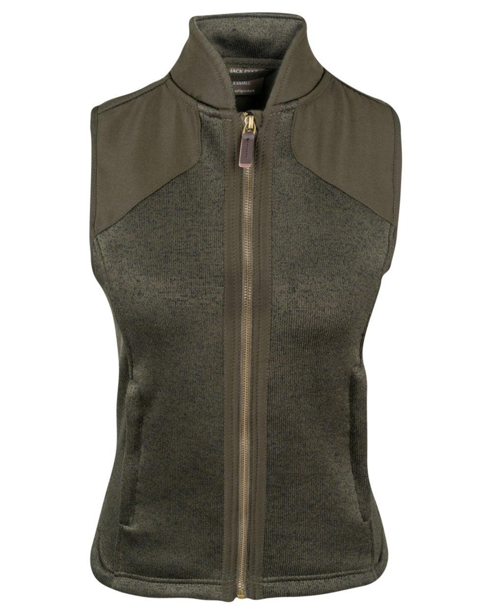 Dark Olive coloured Jack Pyke Ladies Melange Fleece Gilet on white background
