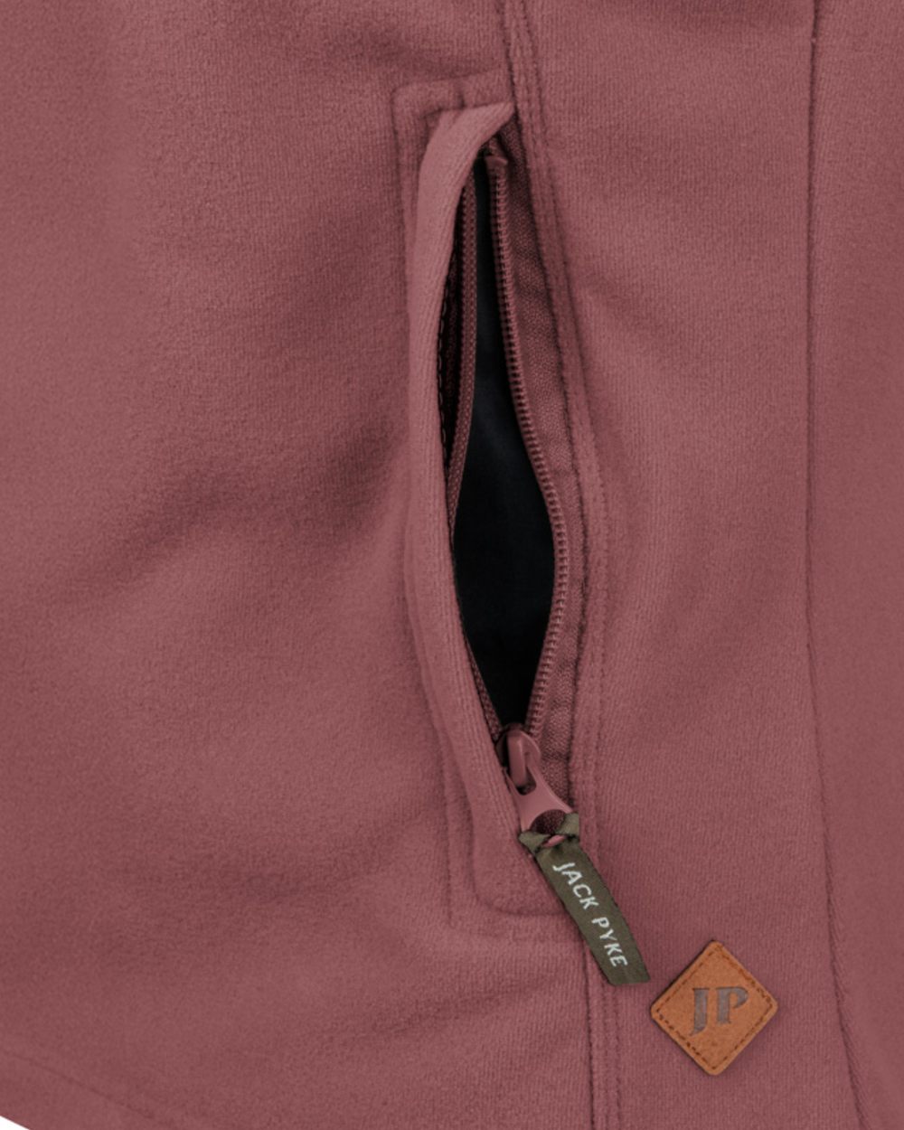 Burnt Copper coloured Jack Pyke Ladies Recycled Fleece Jacket on white background