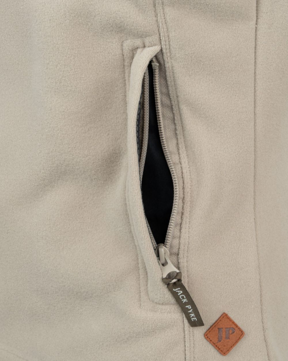 Mushroom coloured Jack Pyke Ladies Recycled Fleece Jacket on white background