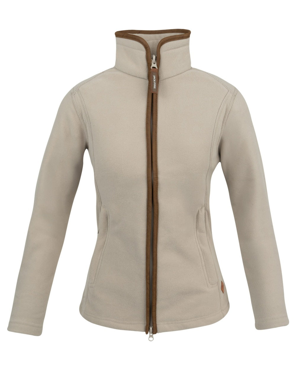 Mushroom coloured Jack Pyke Ladies Recycled Fleece Jacket on white background