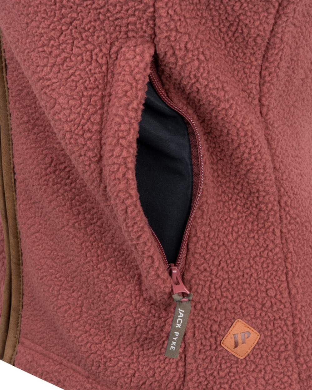 Burnt copper coloured Jack Pyke Ladies Sherpa Fleece Gilet on white background