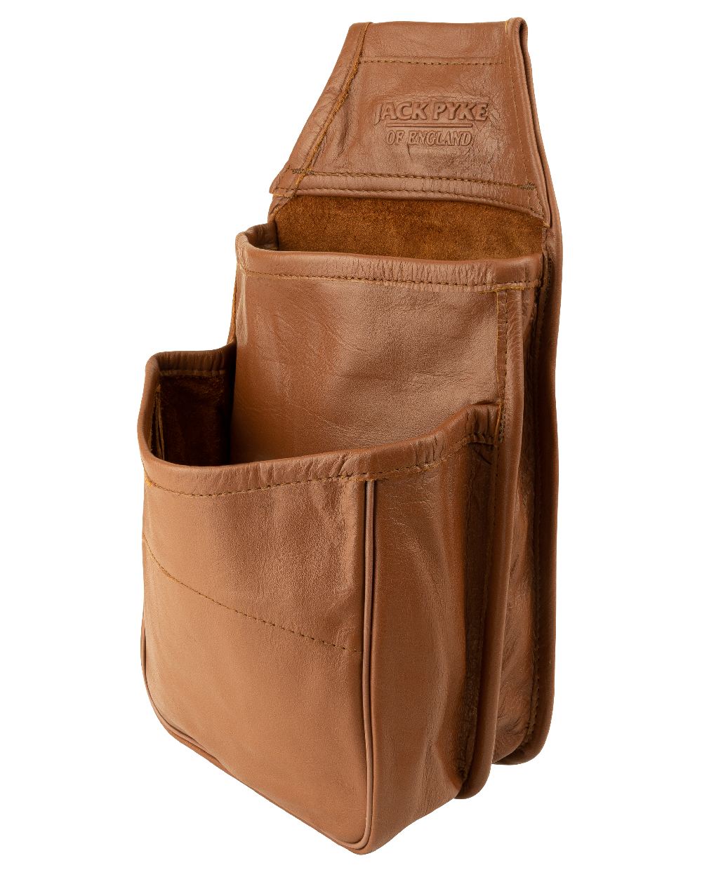 Tan coloured Jack Pyke Leather Cartridge Pouch on white background