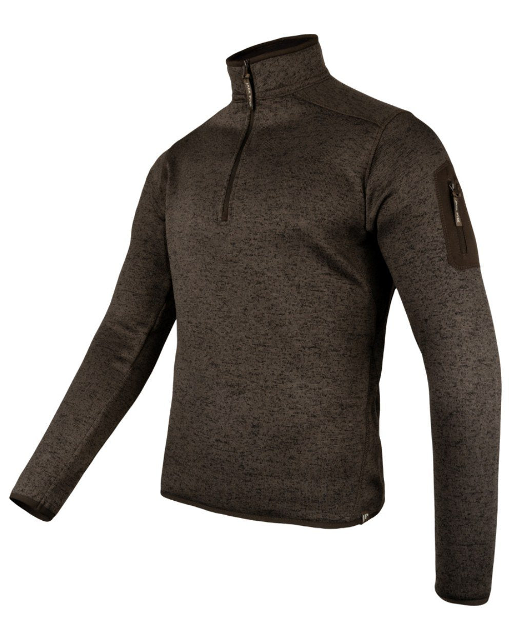 Brown Fleck Coloured Jack Pyke Melange Quarter Zip Fleece On A White Background