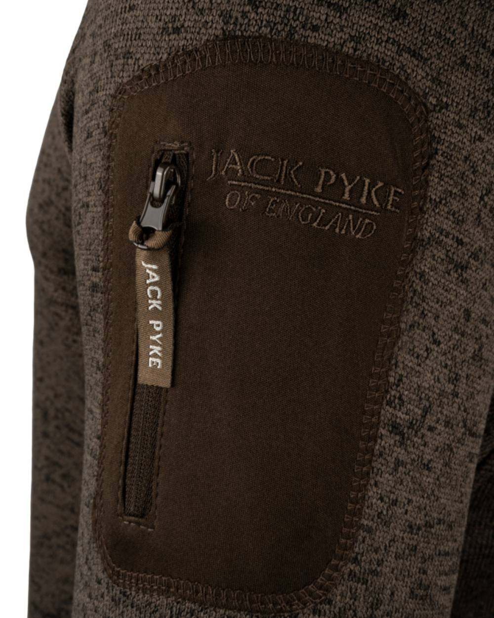 Brown Fleck Coloured Jack Pyke Melange Quarter Zip Fleece On A White Background
