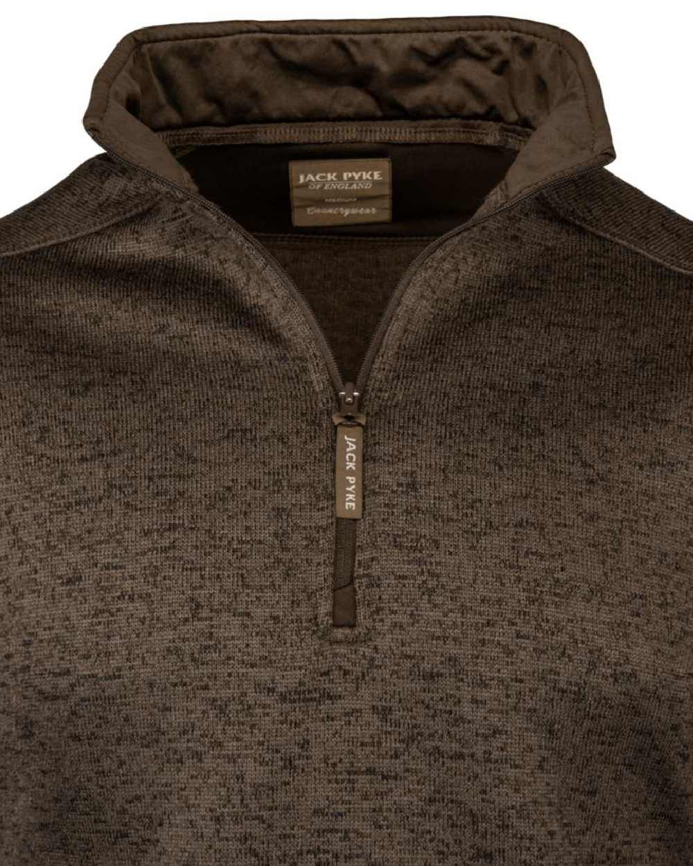 Brown Fleck Coloured Jack Pyke Melange Quarter Zip Fleece On A White Background
