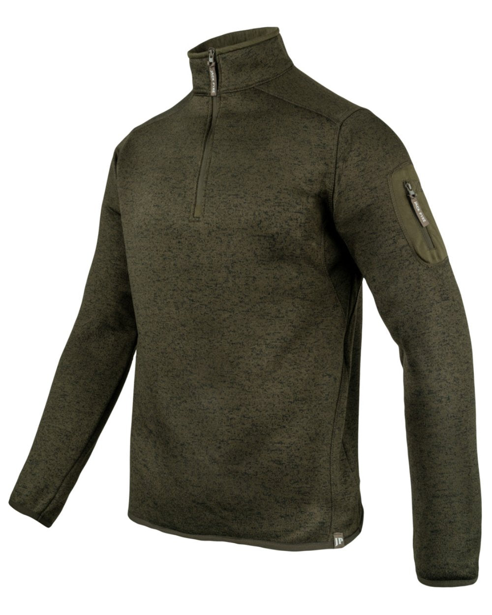 Green Fleck Coloured Jack Pyke Melange Quarter Zip Fleece On A White Background