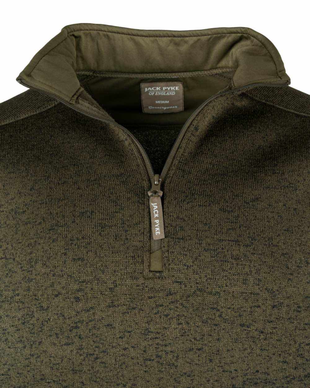 Green Fleck Coloured Jack Pyke Melange Quarter Zip Fleece On A White Background