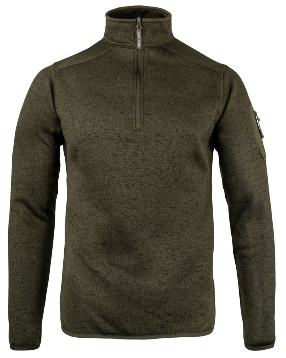 Green Fleck Coloured Jack Pyke Melange Quarter Zip Fleece On A White Background