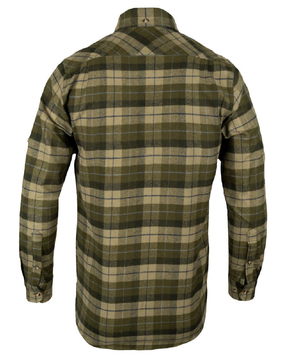 Green coloured Jack Pyke Mens Bleasdale Heavy Flannel Shirt on white background