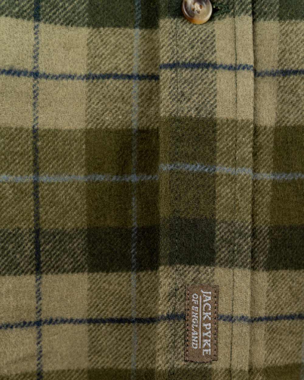 Green coloured Jack Pyke Mens Bleasdale Heavy Flannel Shirt on white background