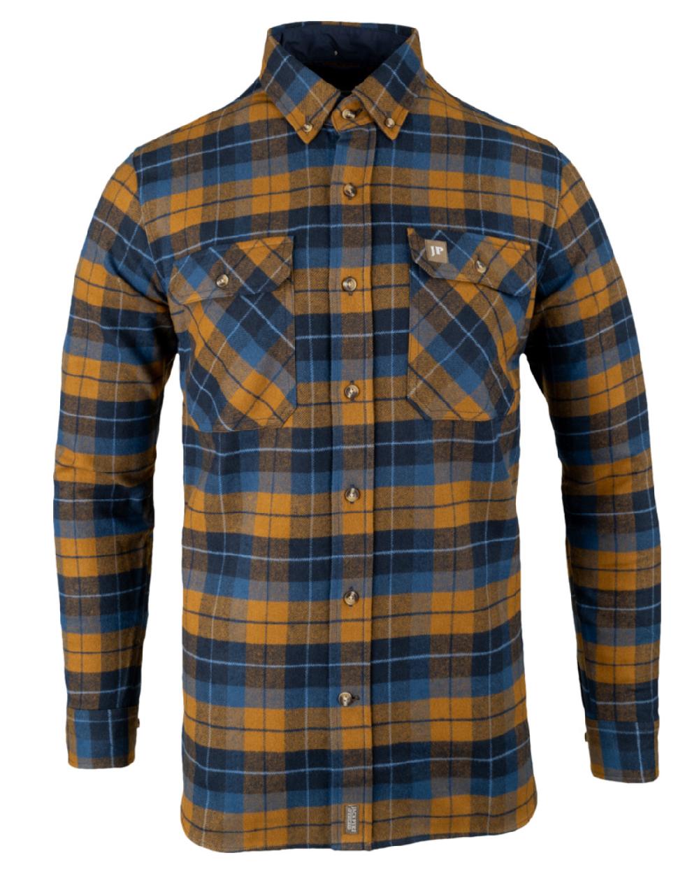 Navy Russet coloured Jack Pyke Mens Bleasdale Heavy Flannel Shirt on white background