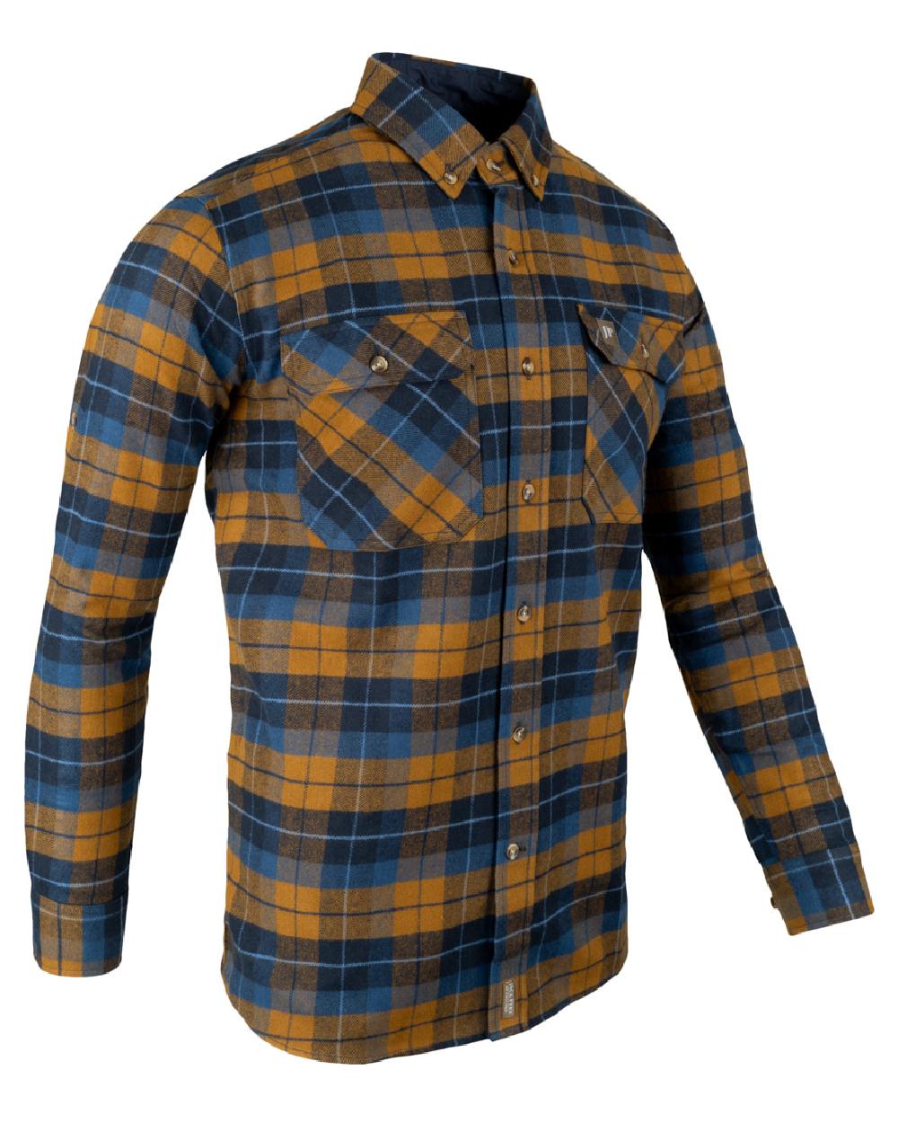 Navy Russet coloured Jack Pyke Mens Bleasdale Heavy Flannel Shirt on white background