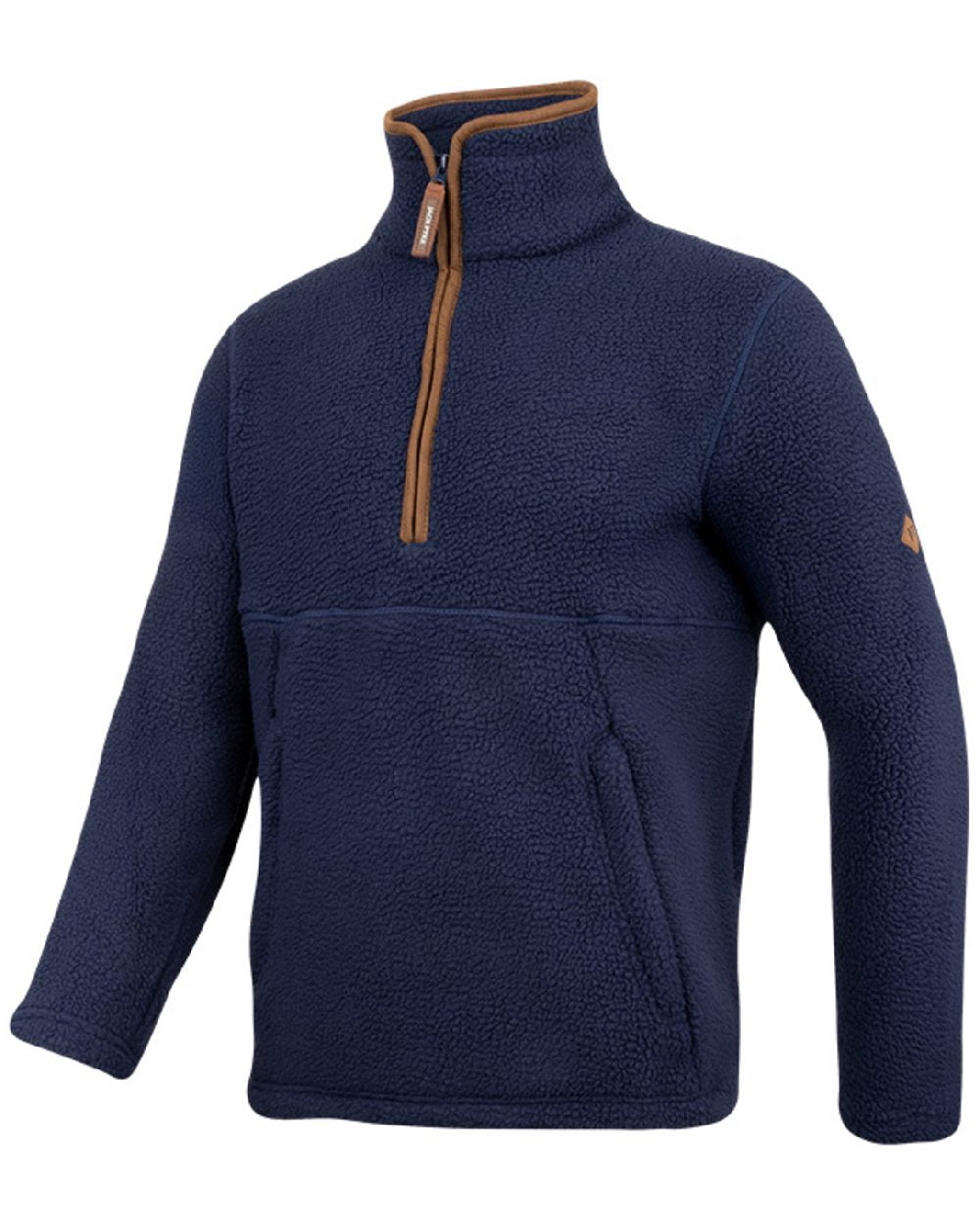 Navy coloured Jack Pyke Mens Half Zip Sherpa Fleece Pullover on white background
