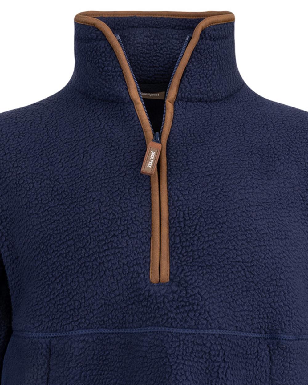 Navy coloured Jack Pyke Mens Half Zip Sherpa Fleece Pullover on white background
