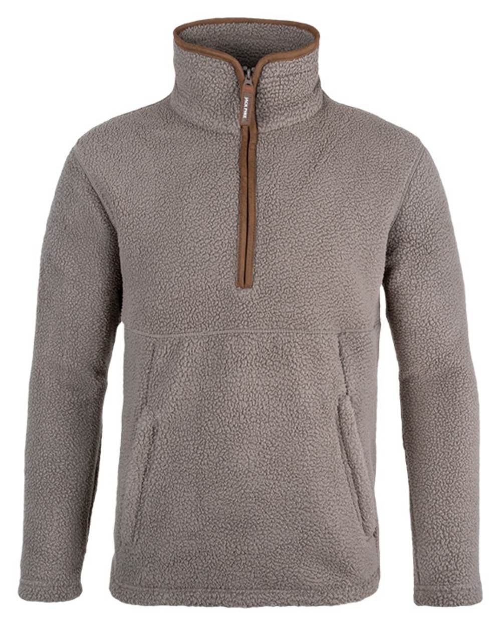 Shiitake coloured Jack Pyke Mens Half Zip Sherpa Fleece Pullover on white background