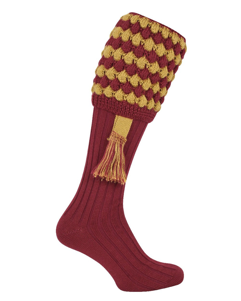 Burgundy coloured Jack Pyke Pebble Socks on white background