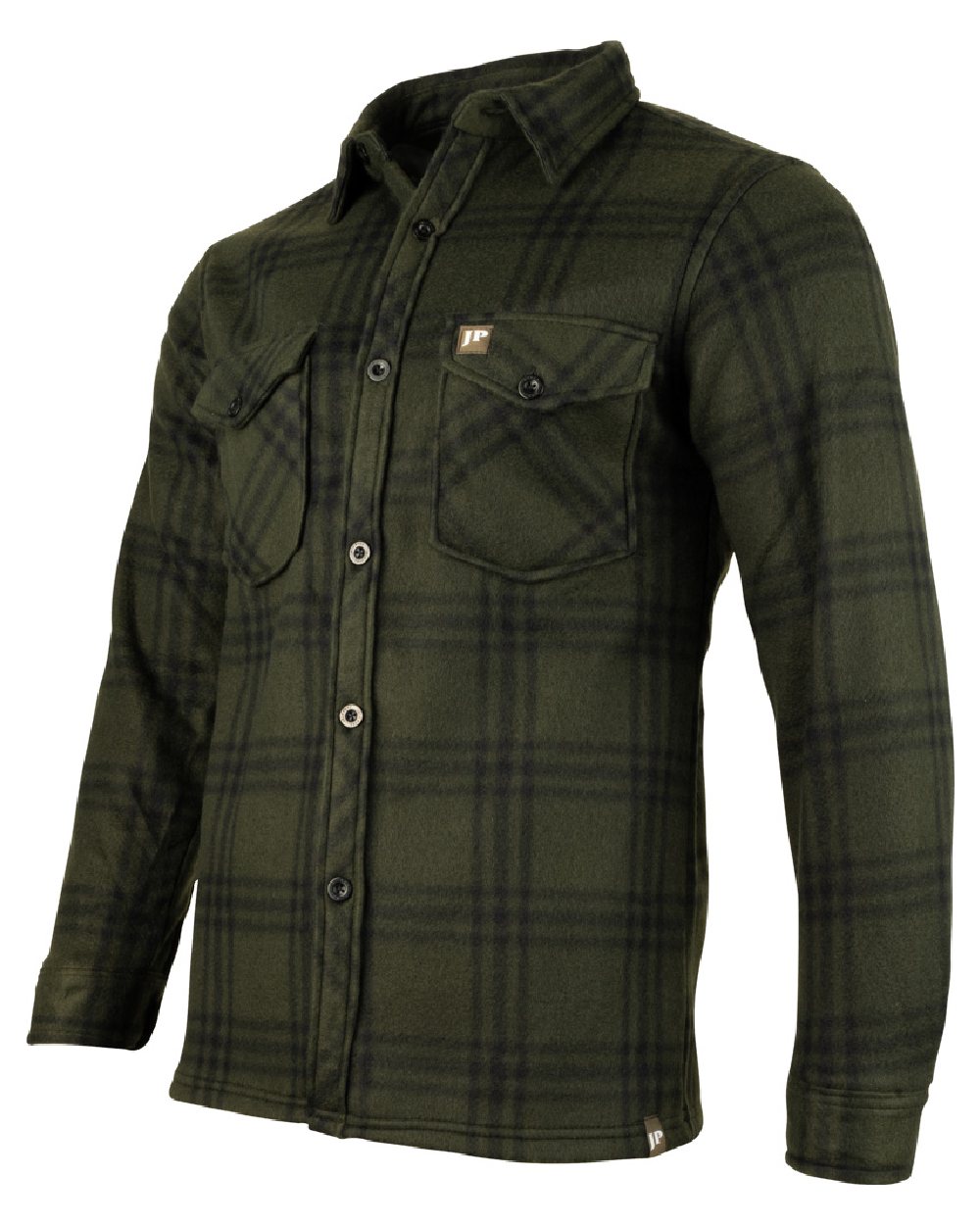 Green Check coloured Jack Pyke Polar Fleece Shirt on white background