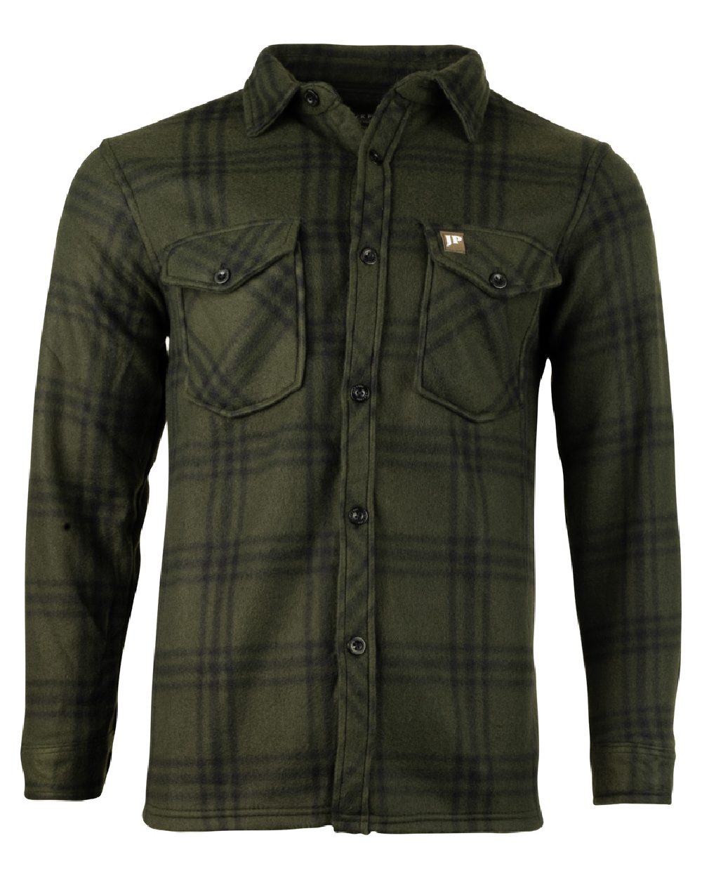 Green Check coloured Jack Pyke Polar Fleece Shirt on white background