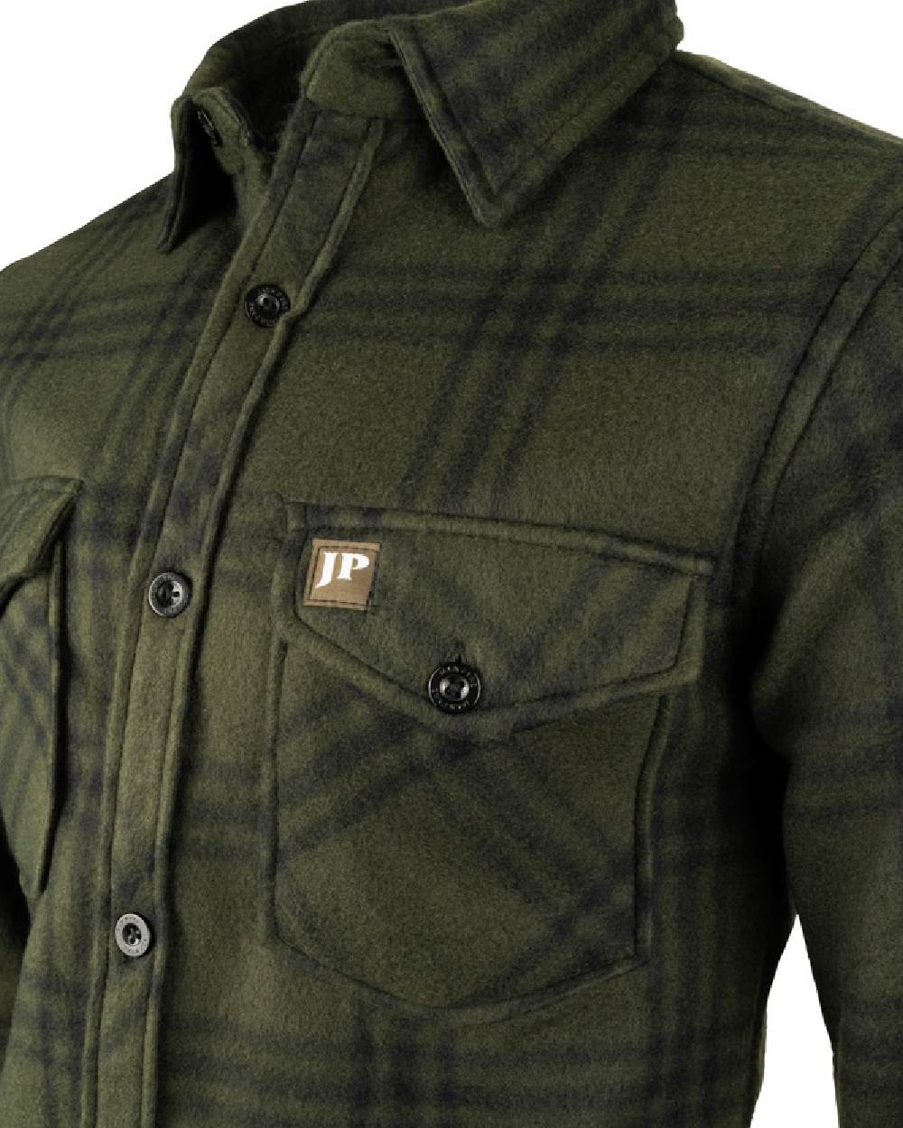Green Check coloured Jack Pyke Polar Fleece Shirt on white background