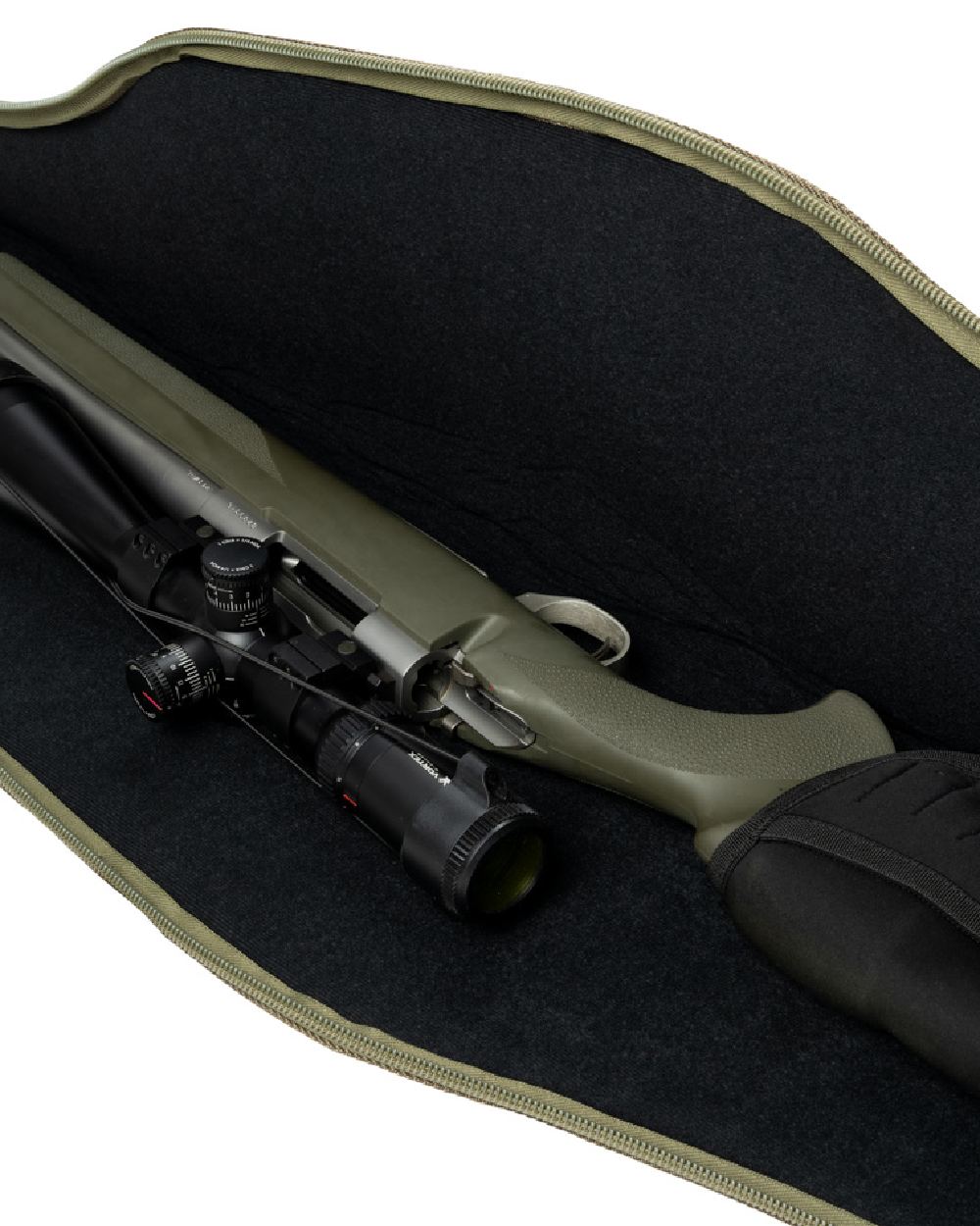 Green coloured Jack Pyke Rifle and Sight Slip on white background