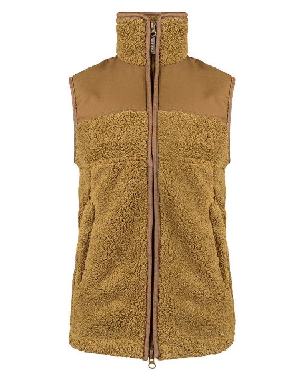 Camel coloured Jack Pyke Sherpa Fleece Gilet on white background