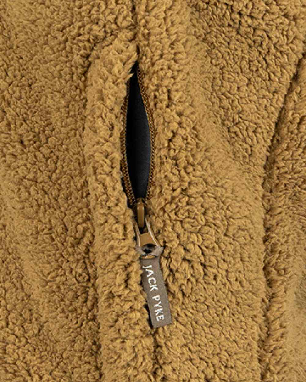 Camel coloured Jack Pyke Sherpa Fleece Gilet on white background