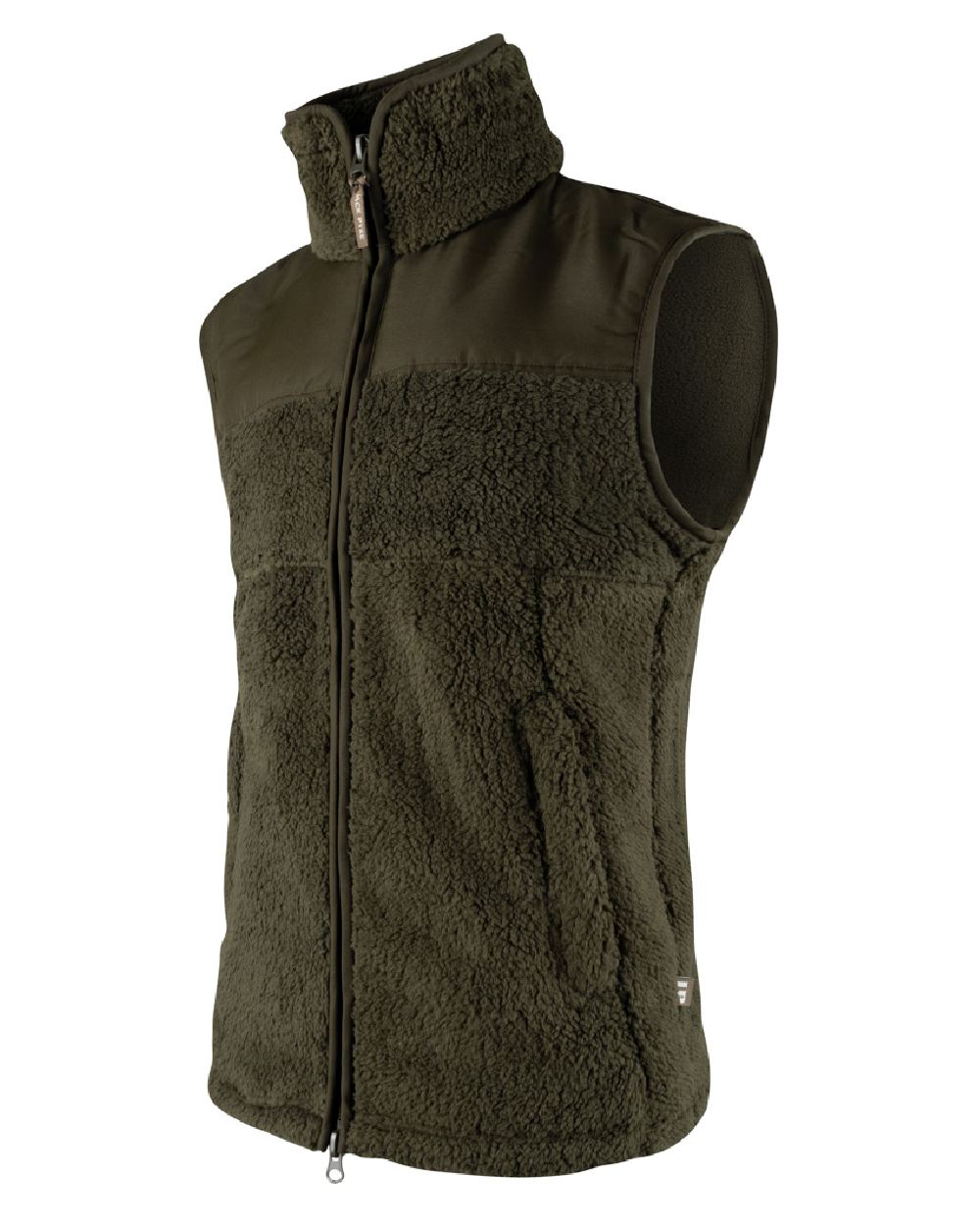 Dark Olive coloured Jack Pyke Sherpa Fleece Gilet on white background