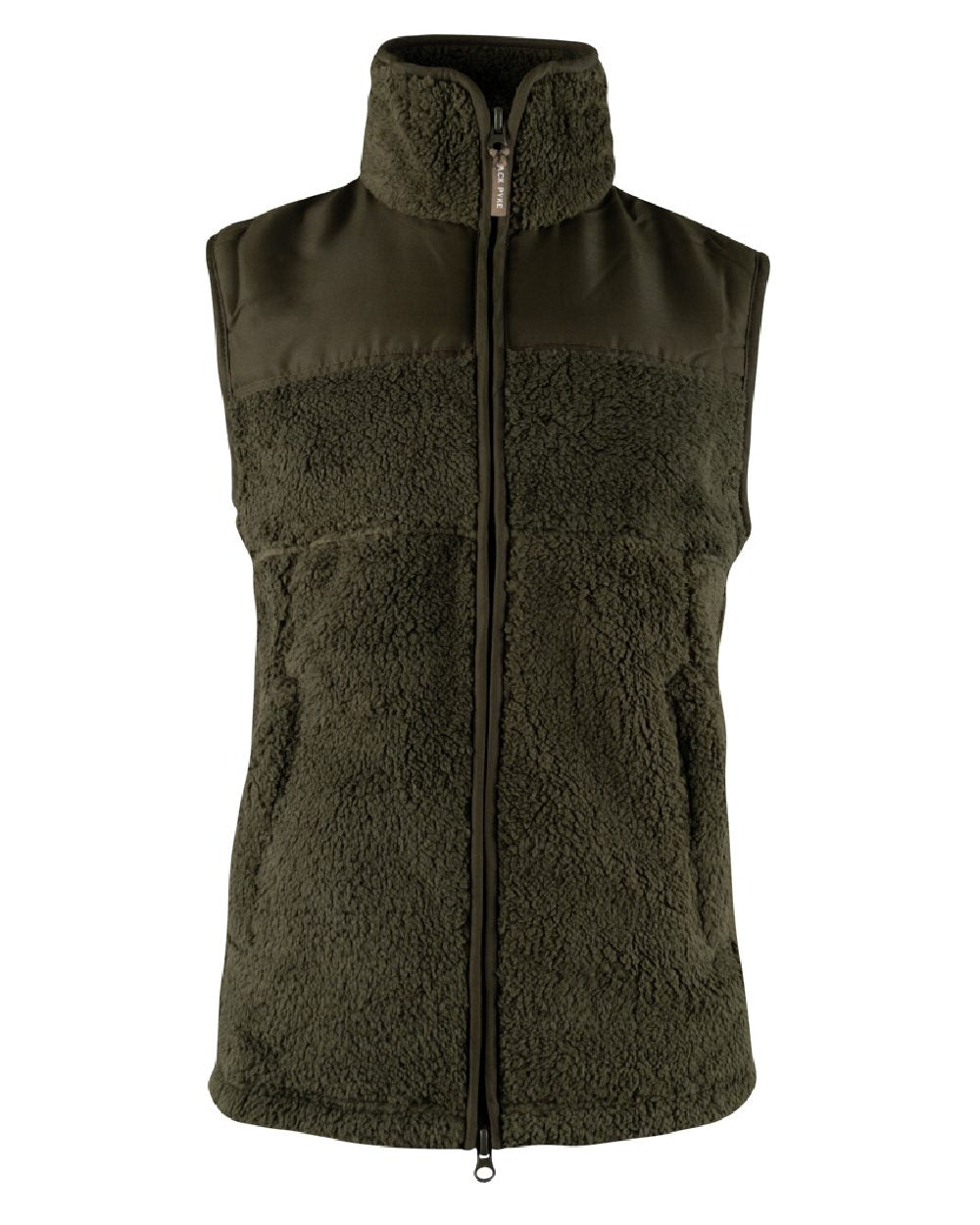 Dark Olive coloured Jack Pyke Sherpa Fleece Gilet on white background