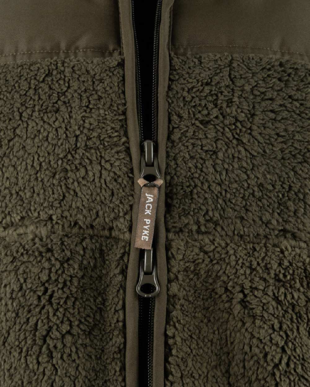 Dark Olive coloured Jack Pyke Sherpa Fleece Gilet on white background