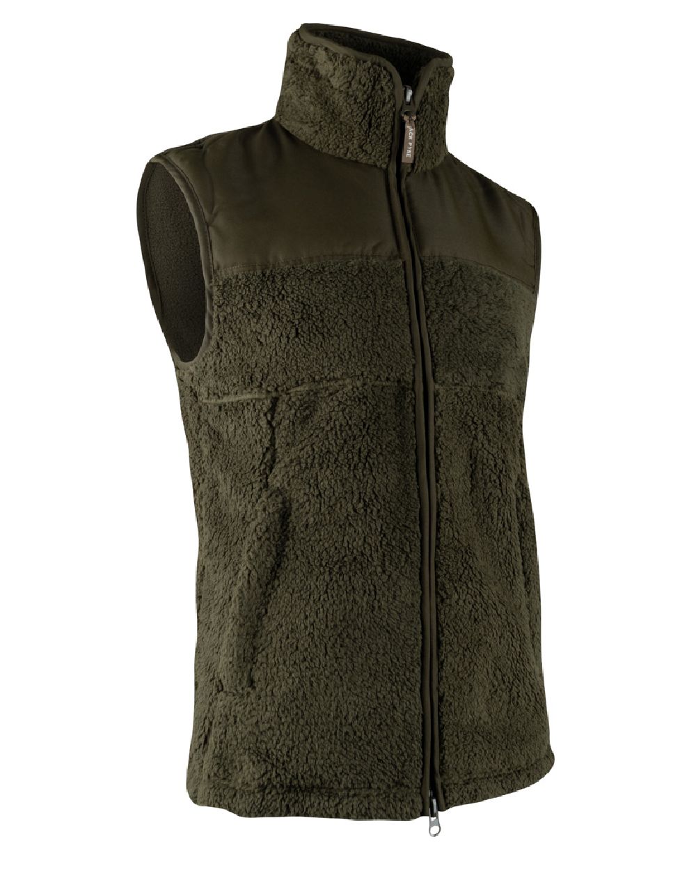 Dark Olive coloured Jack Pyke Sherpa Fleece Gilet on white background