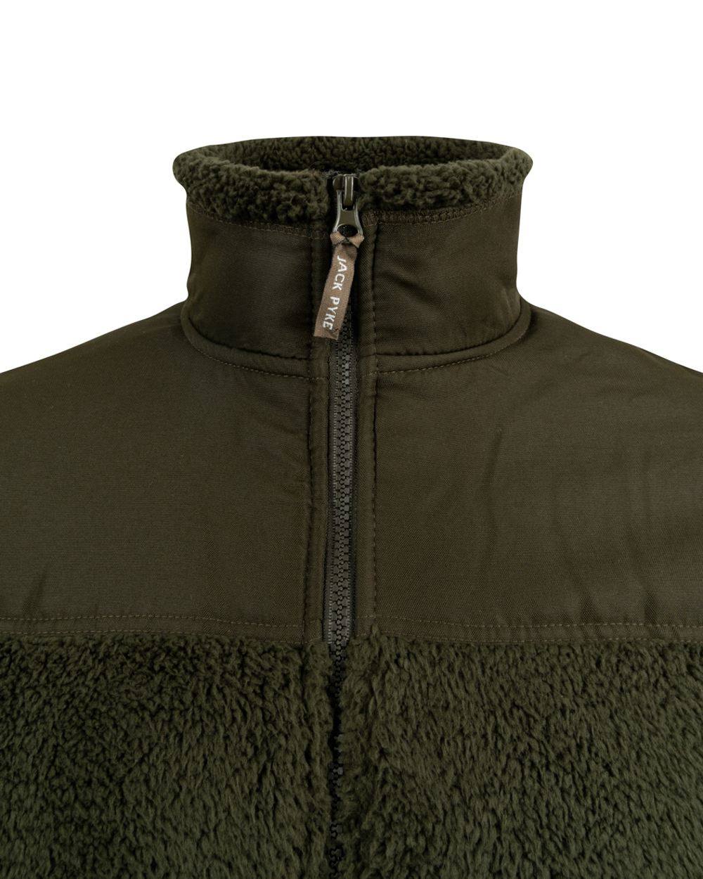 Dark Olive coloured Jack Pyke Sherpa Fleece Jacket Gen 2 on white background