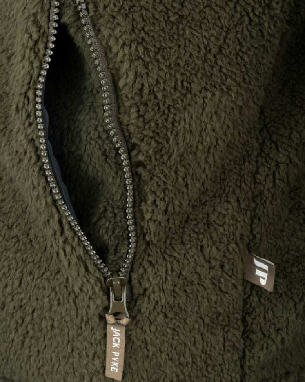 Dark Olive coloured Jack Pyke Sherpa Fleece Jacket Gen 2 on white background