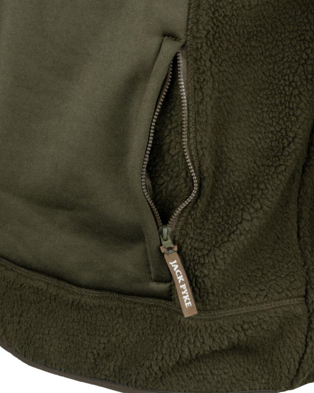 Dark Olive coloured Jack Pyke Sherpa Pullover on white background