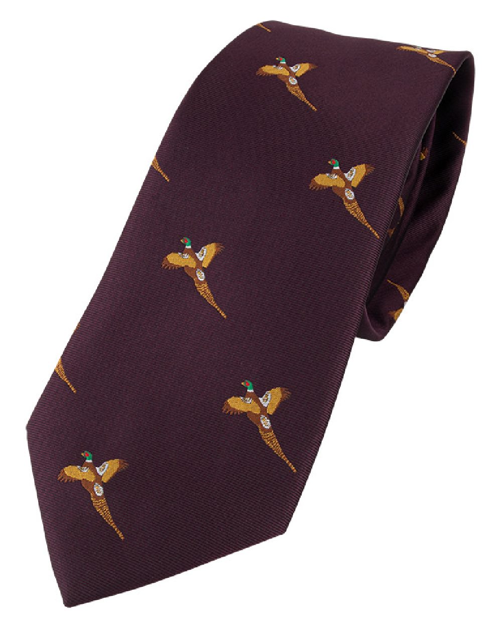Wine coloured Jack Pyke Shooting Tie Pheasant on white background