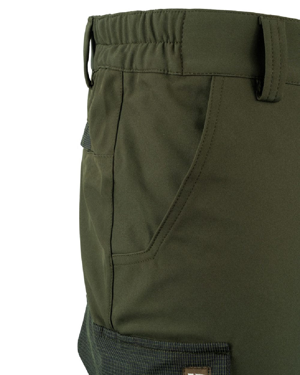 Green coloured Jack Pyke Softshell Trousers on white background