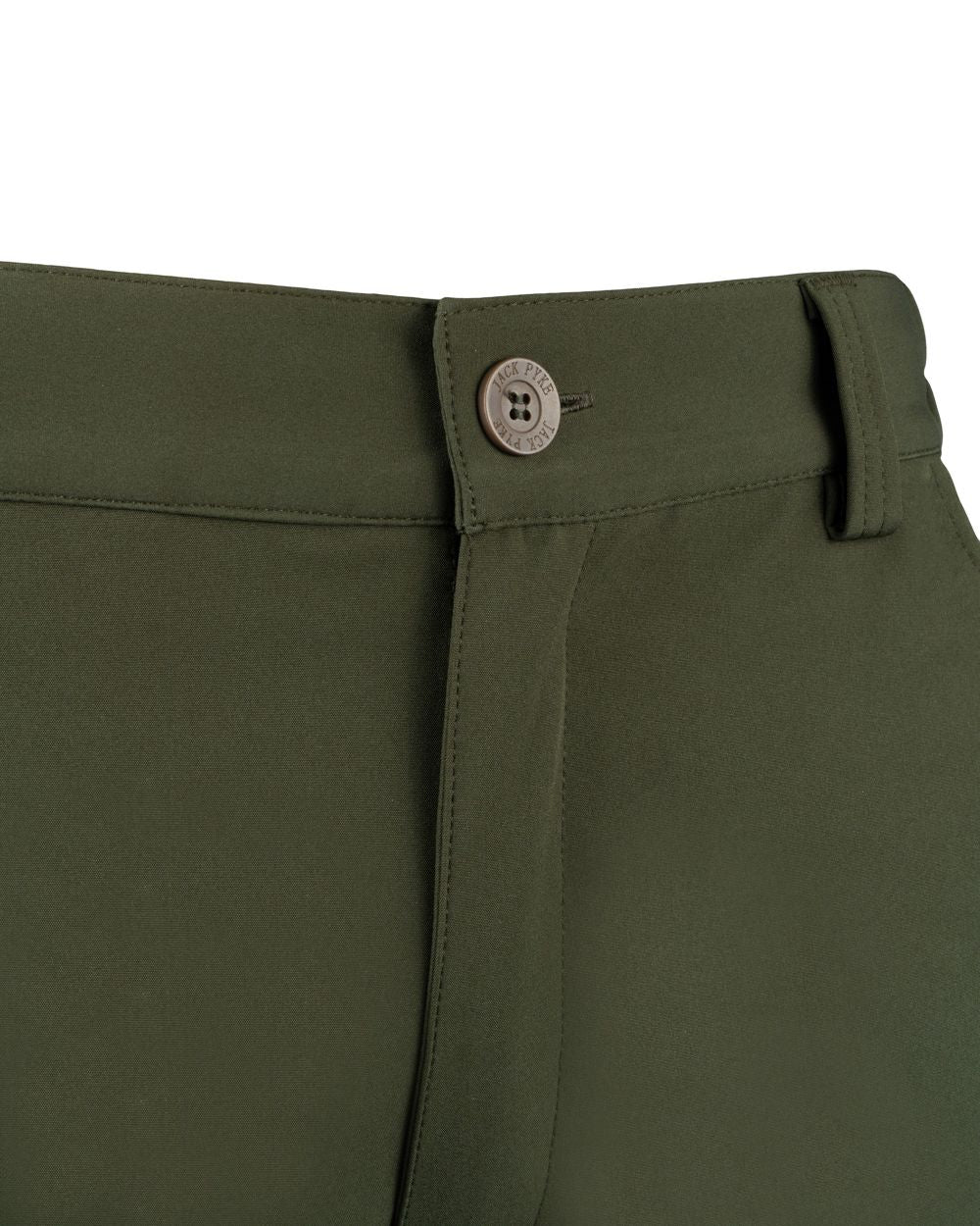 Green coloured Jack Pyke Softshell Trousers on white background