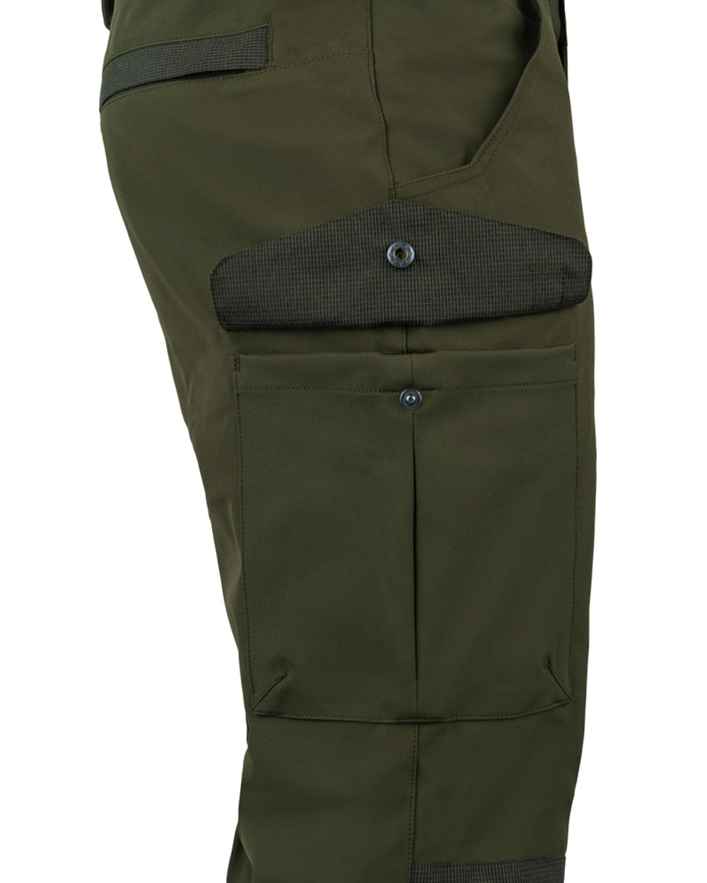Green coloured Jack Pyke Softshell Trousers on white background