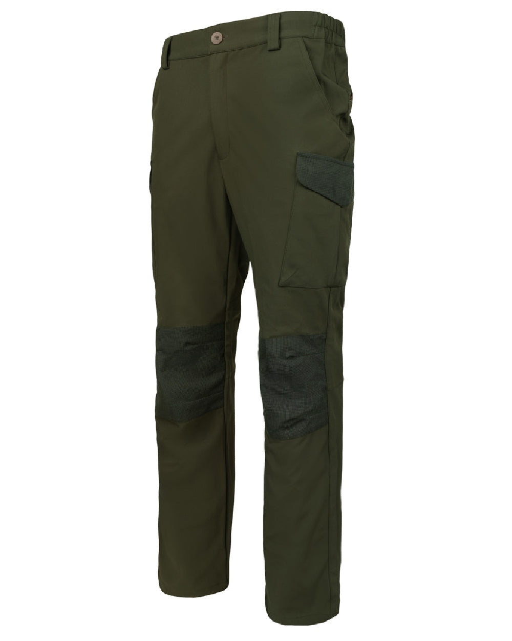 Green coloured Jack Pyke Softshell Trousers on white background