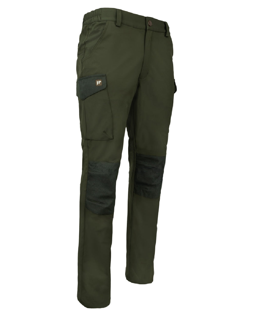 Green coloured Jack Pyke Softshell Trousers on white background