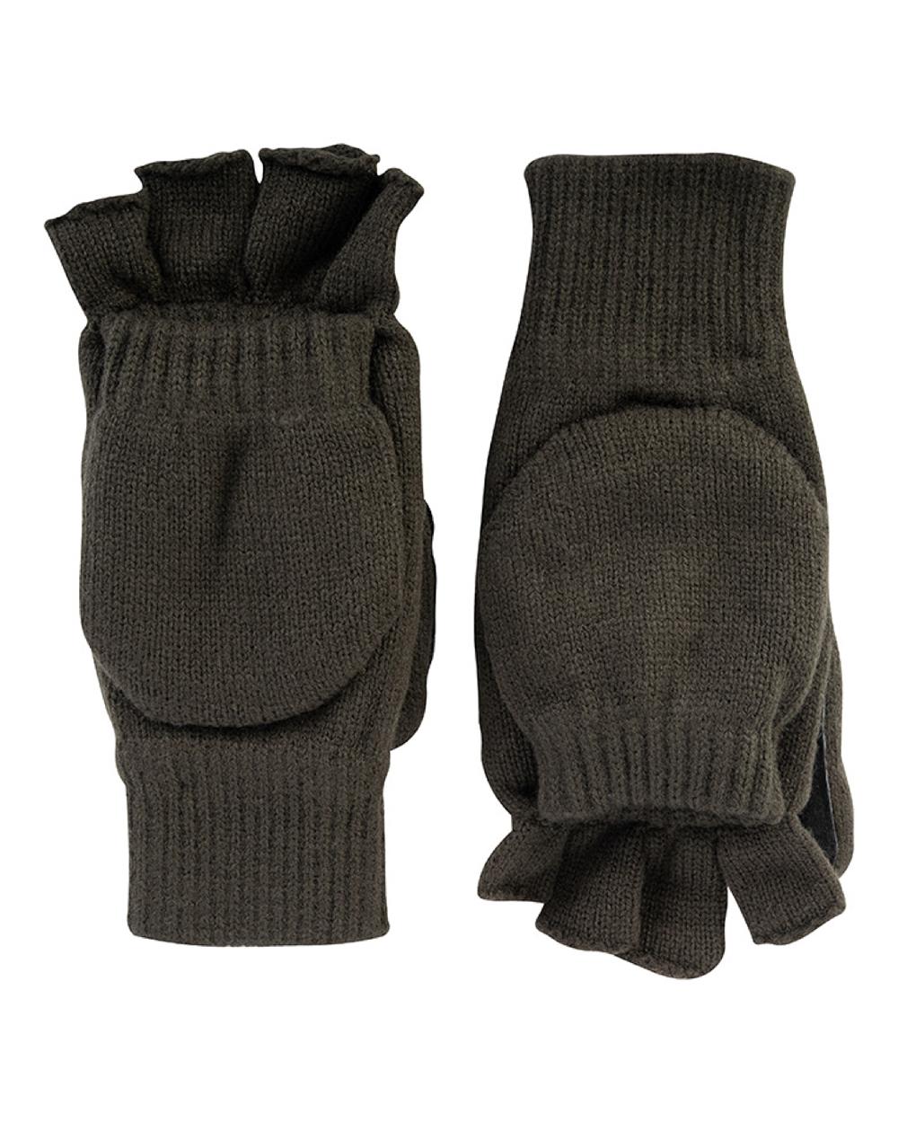 Green coloured Jack Pyke Suede Palm Shooters Mitts on white background