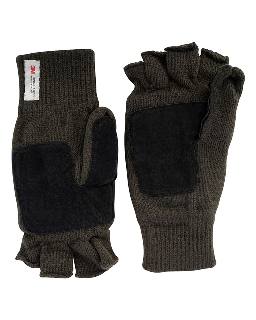 Green coloured Jack Pyke Suede Palm Shooters Mitts on white background